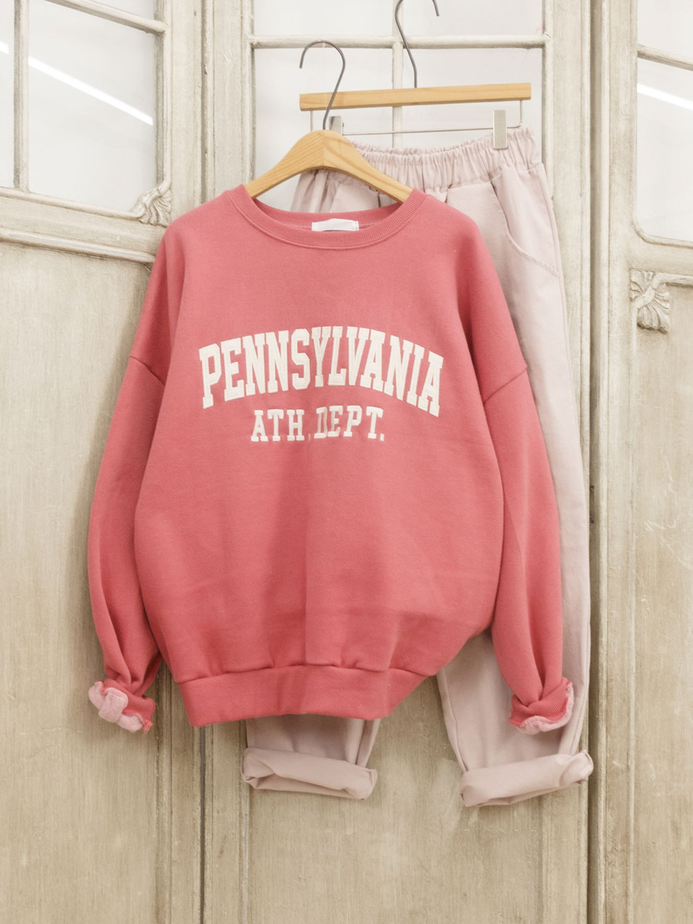 펜실 레터링 루즈핏 기모 겨울 맨투맨 제품 이미지