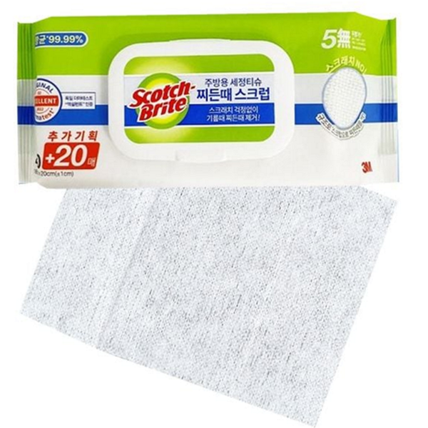 세척용 주방 세정 티슈 닦는 주방 청소 티슈 찌든때 기름때 - 메인 이미지
