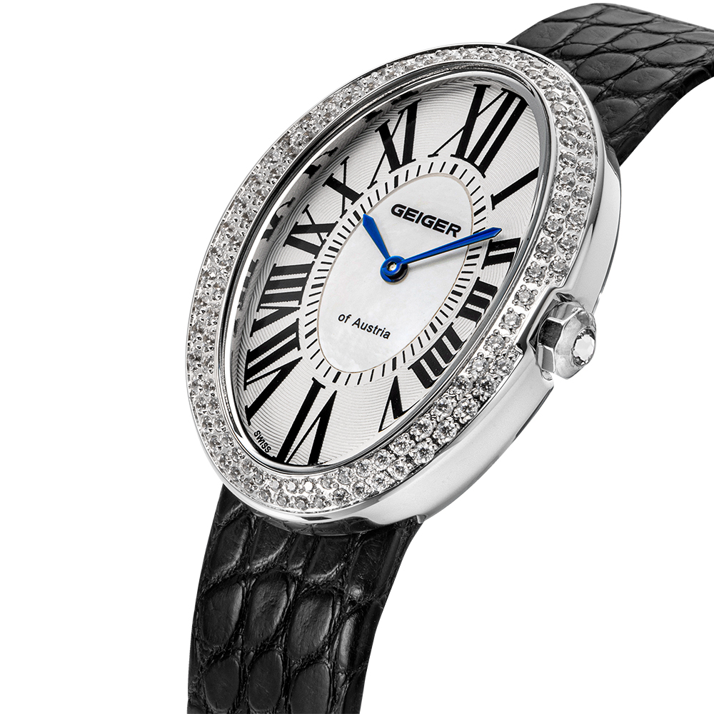 [4차 재입고] 가이거 여성 가죽 타원형 손목 시계 명품 자개 GE1207