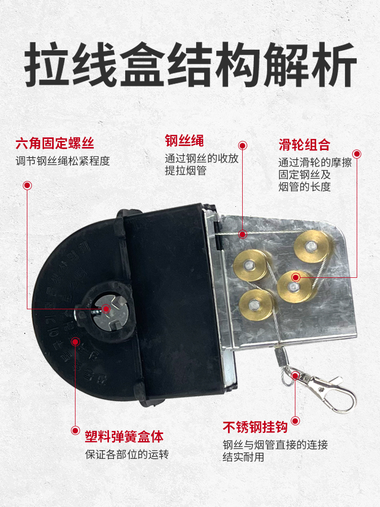 고기집 후드 부품 커버 흡입 연기 배관 파이프흡입기 덕트 구리 바퀴 스프링 박스 - 상세 이미지 3