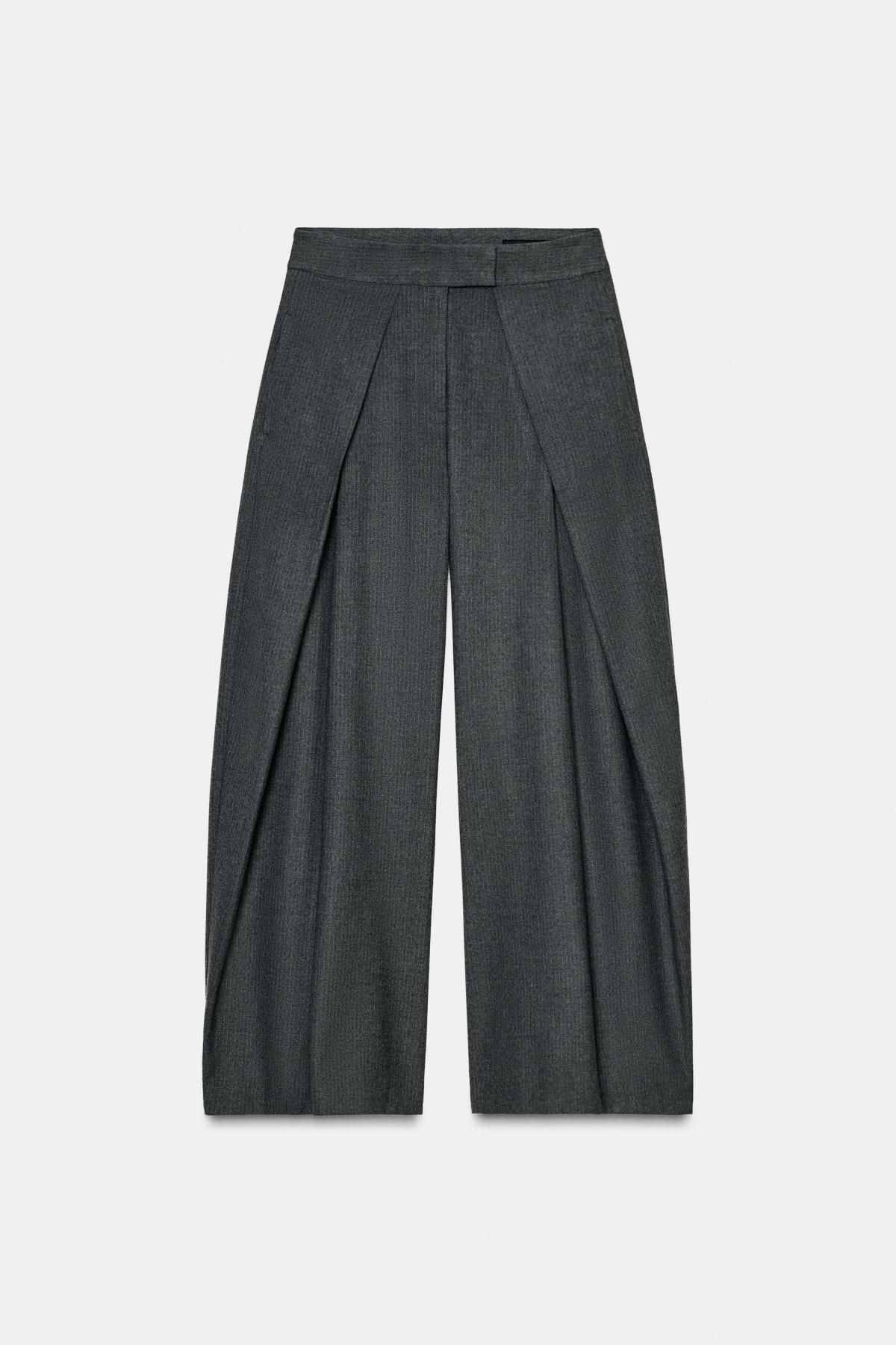 자라 와이드핏 핀스트라이프 슬랙스 팬츠 7149/043 MID-GREY - 상품 이미지