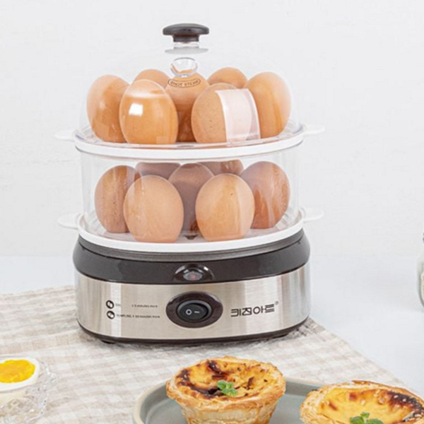 전기 라운드 에그 찜기 가정용 2단 계란 찜기 스팀 다용도