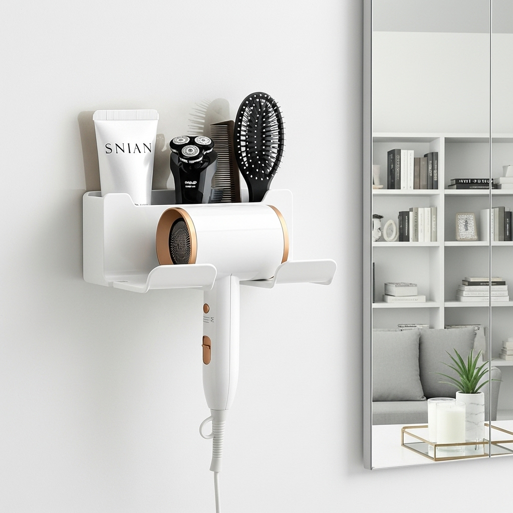 무타공 헤어드라이기거치대 걸이 정리 홀더 수납형 제품 이미지