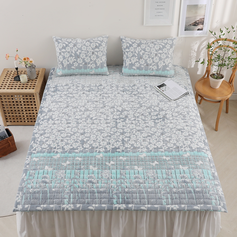 나라데코 따뜻한 플라워 5mm 착번 밍크극세사 겨울 침대패드 SS