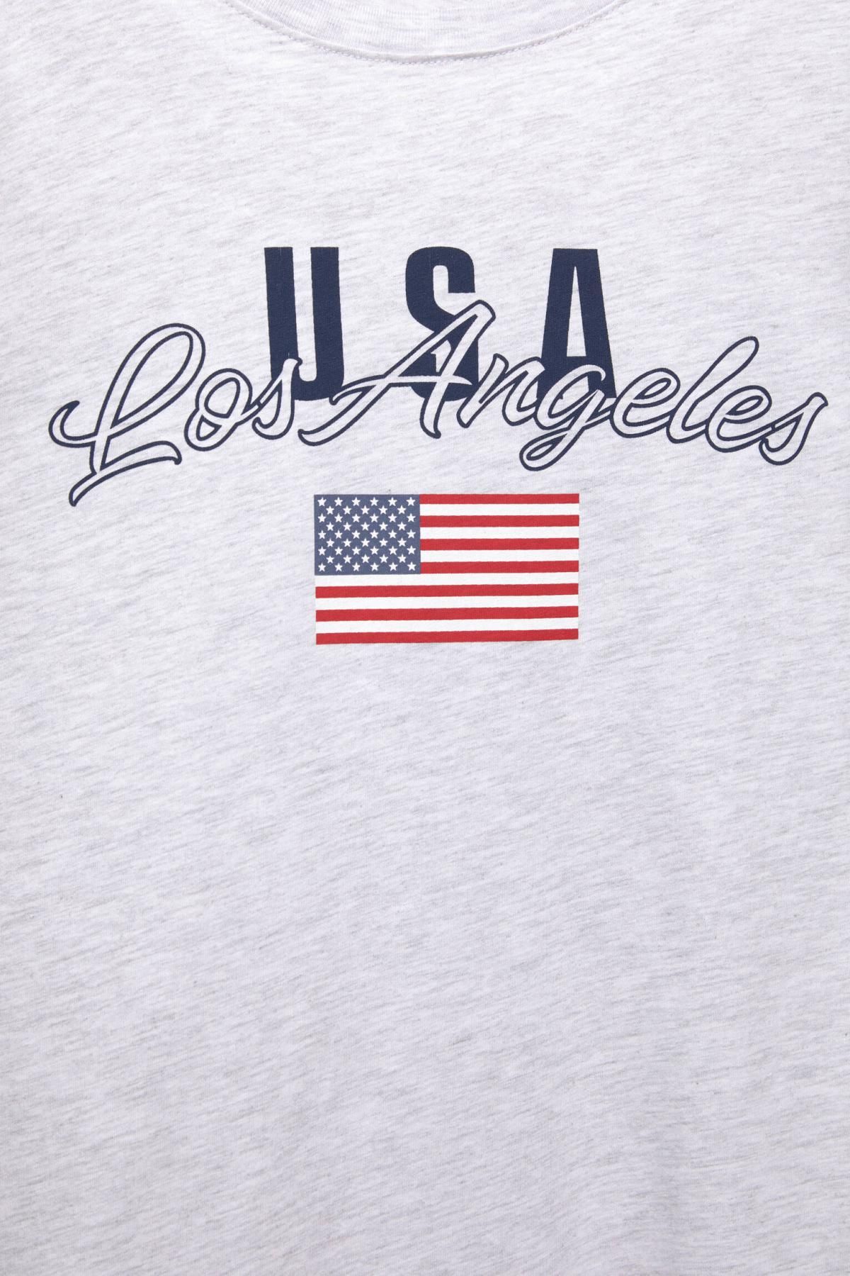 풀앤베어 캐주얼 라운드넥 USA 그래픽 반팔 티셔츠 7150/215 GREY MARL - 상세 이미지 4