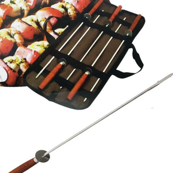 캠핑 바베큐 꼬치 세트 구이용 원목 꼬치 스테인레스 5개 야외