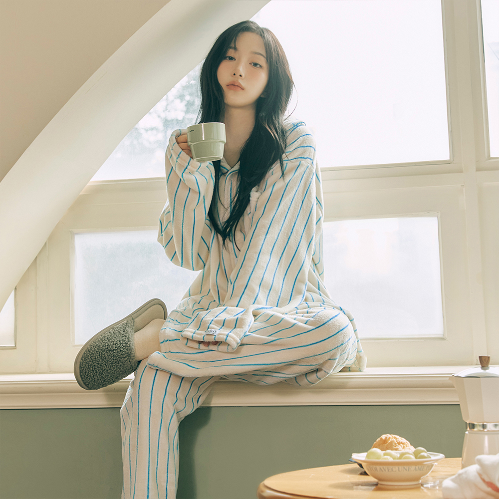 [도씨x해원'Pick][2PACK] 플러피 크리미 긴팔 커플 수면 잠옷 세트 홈웨어 이미지 4