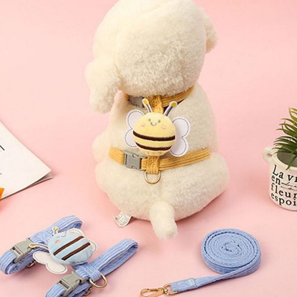 꿀벌 강아지 하네스 세트 강아지 가슴 줄 소형견 산책 용품