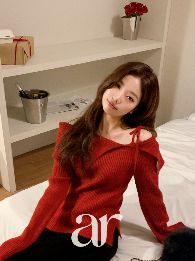 [울함유] 언발 카라 원숄더 리본 골지 울 니트 nt5329 이미지 8