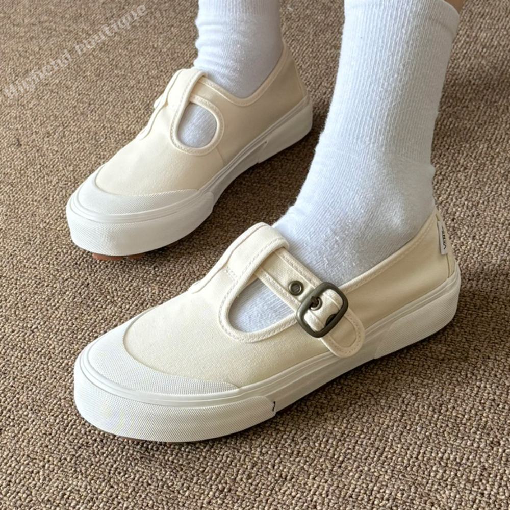 반스 메리제인 플랫 슈즈 여성 단화 아이보리, 250