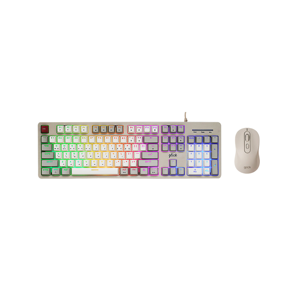 지클릭커 슈퍼히어로 SPMK125 레트로 RGB 키보드 무선 마우스 세트 - 상세 이미지 2