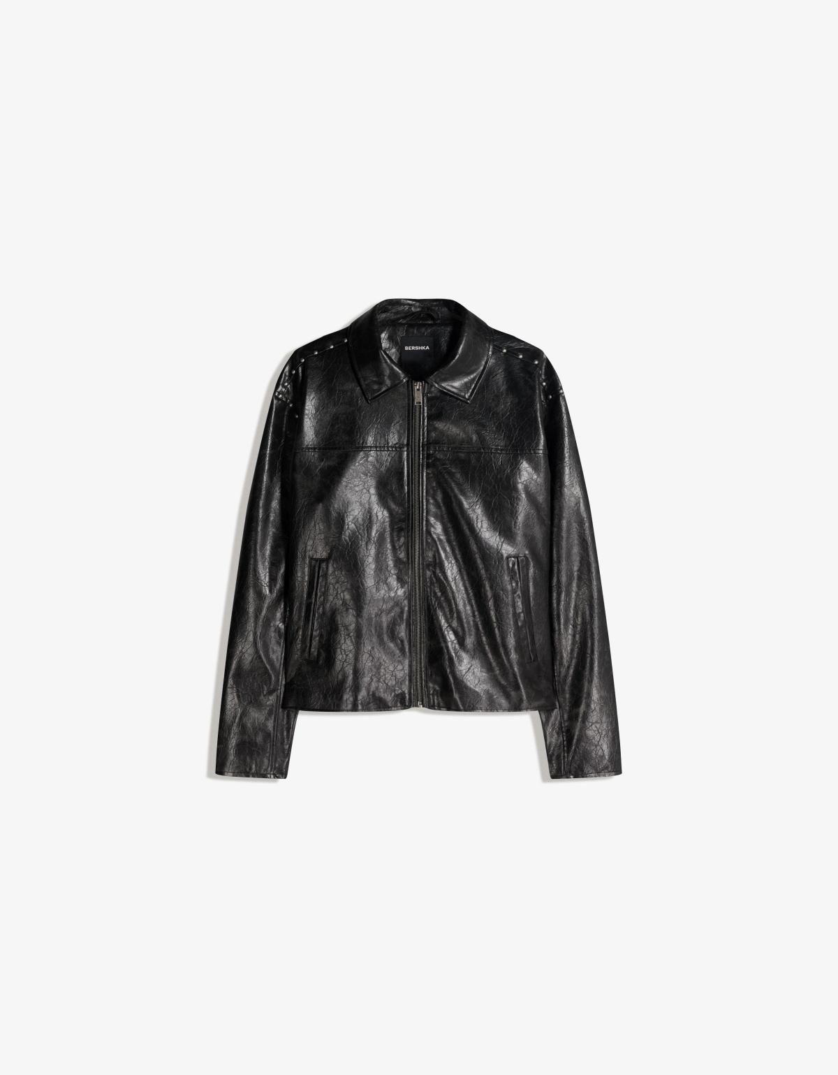 버쉬카 스터드 레더 이펙트 블랙 재킷 6825/677 BLACK - 상세 이미지 3