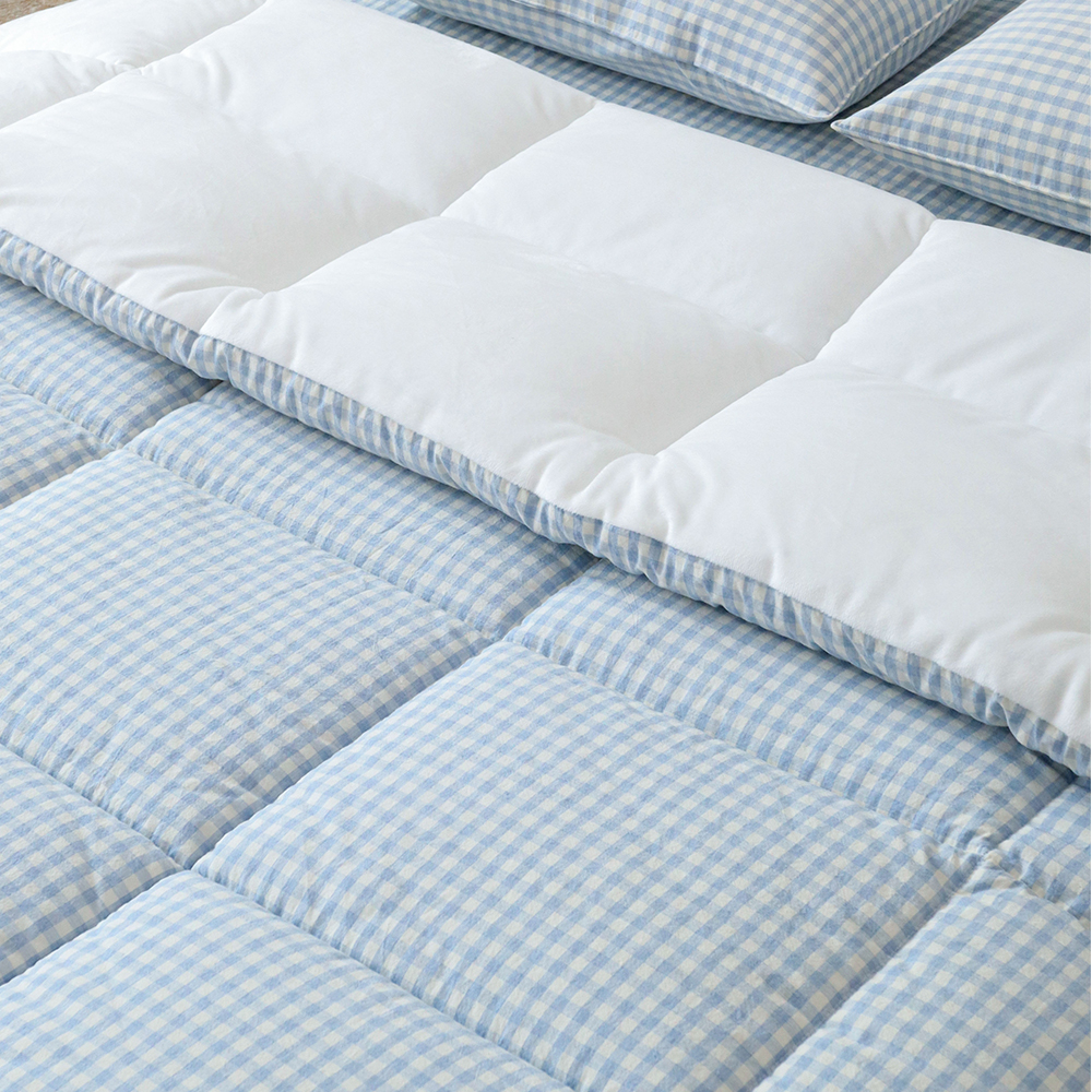 깅엄 체크 겨울이불 먼지없는 워싱 광목 순면 단모 극세사 알러지케어 차렵이불 세트 SS