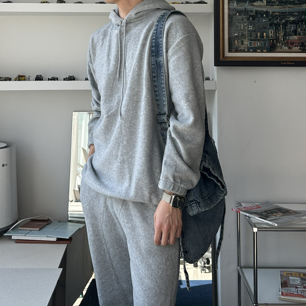 기모후드티 오버핏 모자큰 후리스 겨울 남자 후드티 - 상세 이미지 3