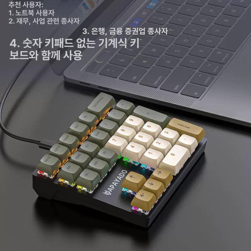 기계식 넘버패드 텐키 한손키보드 유선 숫자키보드 숫자자판 적축 청축 블루 앤 화이트 청축 - 상세 이미지 4