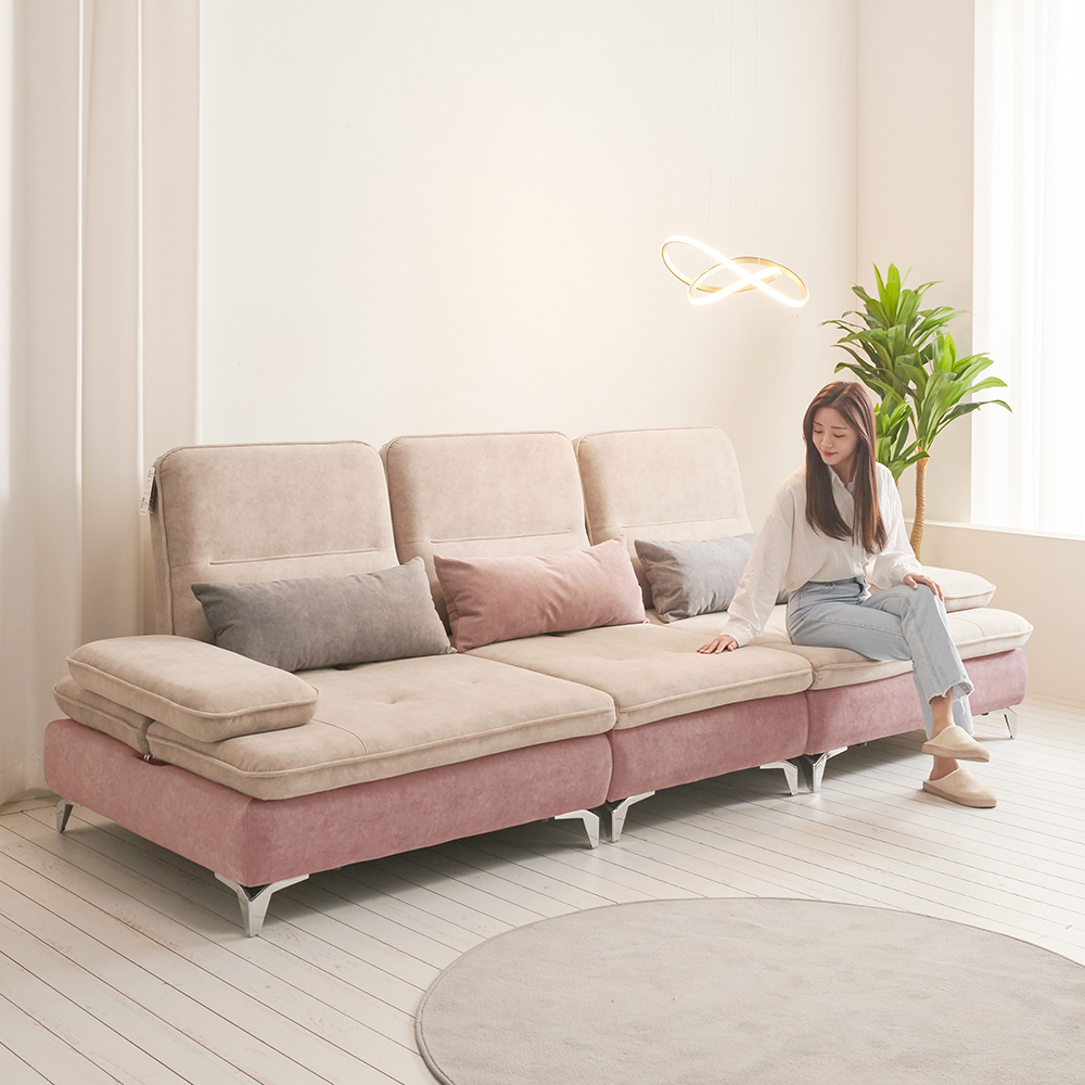 바이미 이지클린 아쿠아텍스 패브릭 모듈 코너 스윙 소파 sk 연그레이, 3.5인용