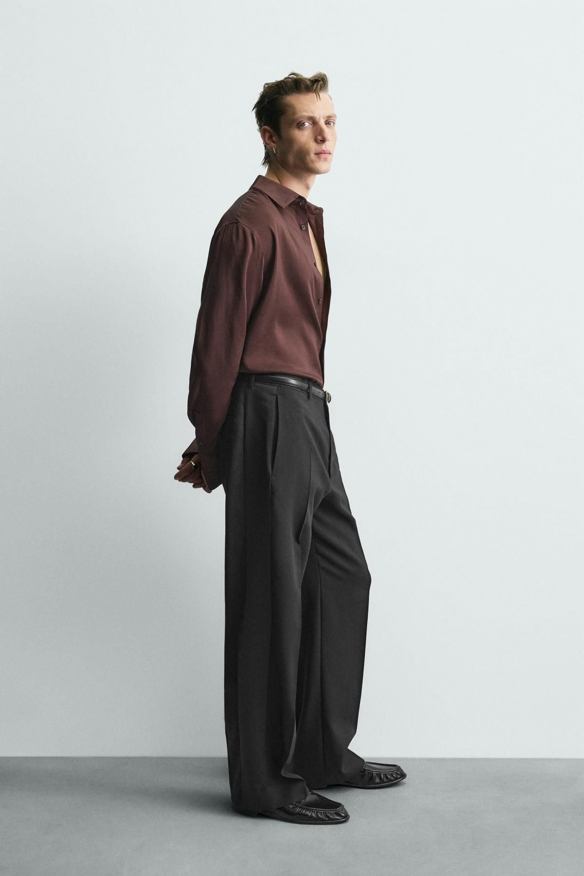 자라 한정판 울 와이드 턱시도 팬츠 9396/891 BLACK - 상세 이미지 4