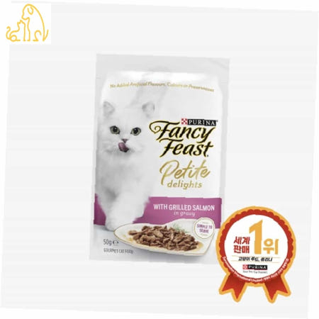 멍냥펫츠 퓨리나 팬시피스트 쁘띠 딜라이트 연어 50g 12개 고양이습식파우치 습식고양이사료