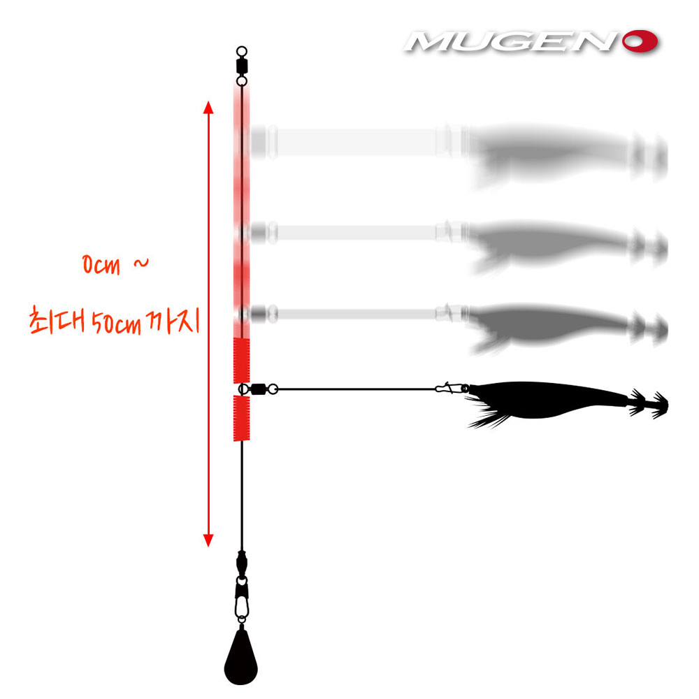 무겐 봉돌단차 전유동채비 3개입 쭈꾸미 갑오징어 선상 가지 채비 MG-040 볼베어링 - 상세 이미지 3