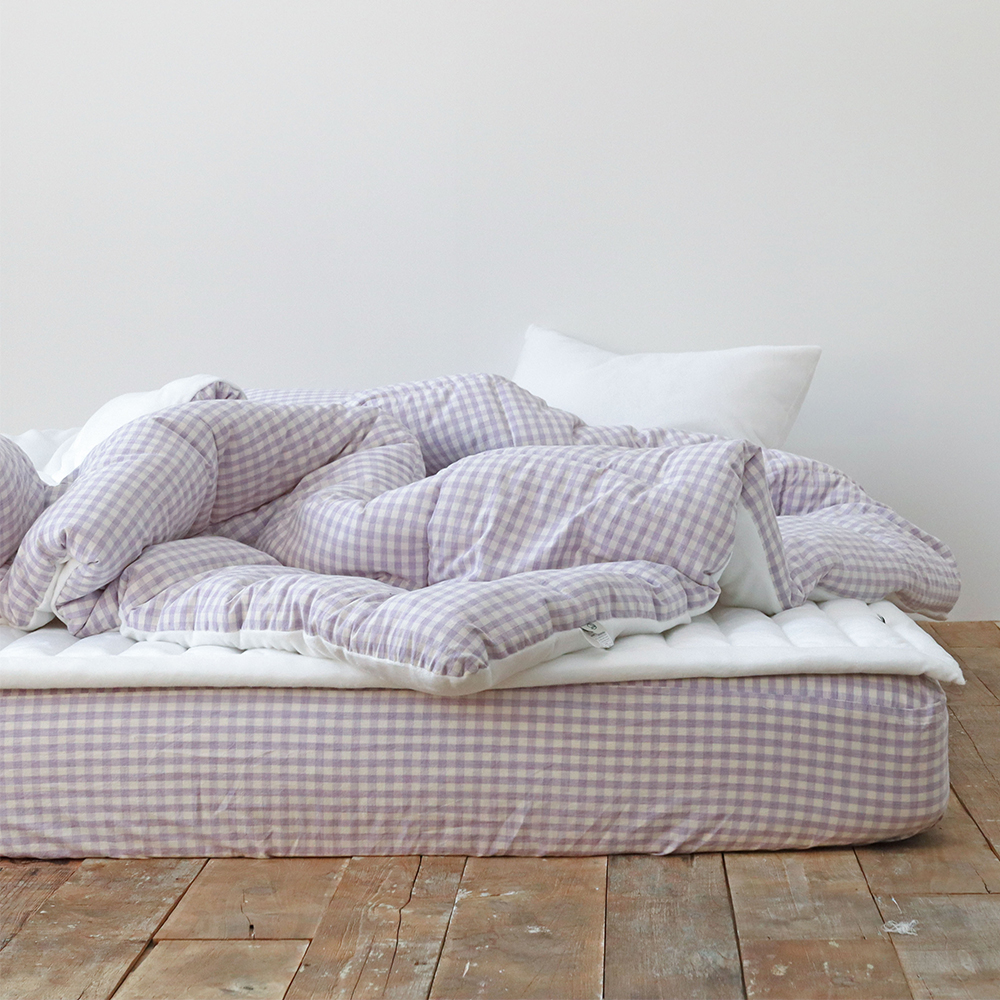 깅엄 체크 겨울이불 먼지없는 워싱 광목 순면 단모 극세사 알러지케어 차렵이불 세트 SS