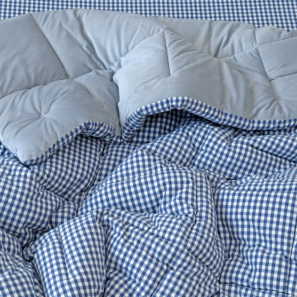 깅엄 체크 겨울이불 먼지없는 워싱 광목 순면 단모 극세사 알러지케어 차렵이불 세트 SS