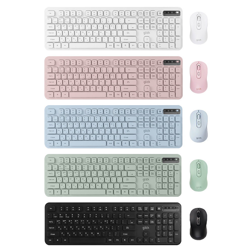 지클릭커 오피스프로 WMK725 인체공학 무소음 무선 블루투스 키보드 미니 마우스 세트 핑크 - 상세 이미지 2
