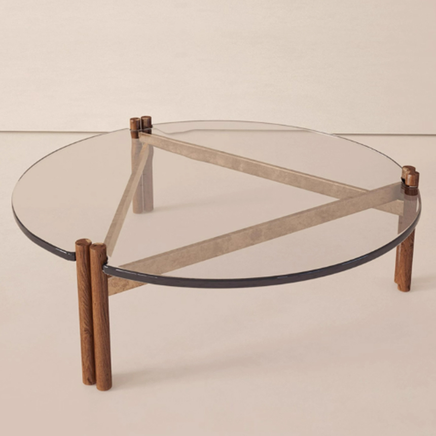 H 강화유리 원목 거실 우드 테이블 H Table S