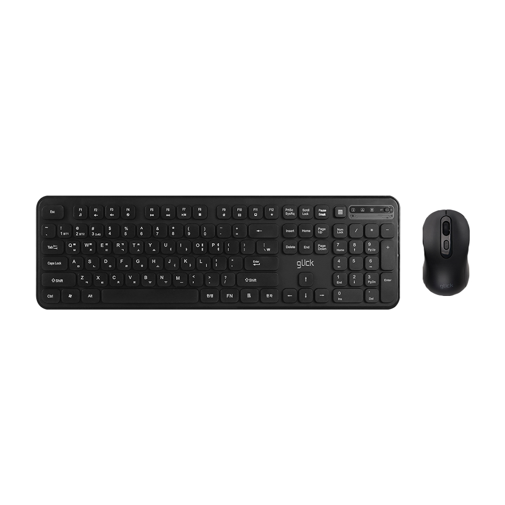 지클릭커 오피스프로 WMK725 인체공학 무소음 무선 블루투스 키보드 미니 마우스 세트 블랙 - 상품 이미지