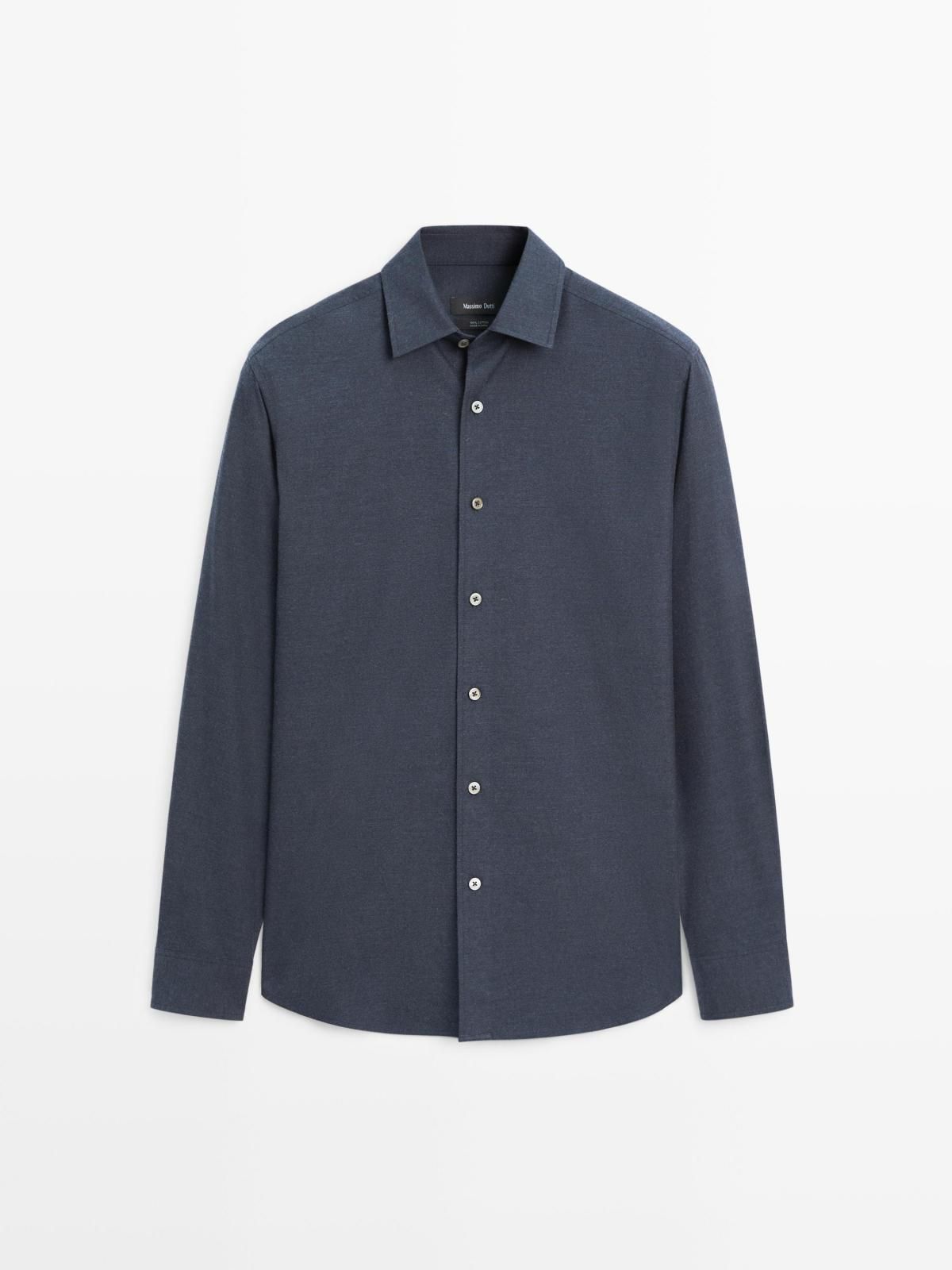 마시모두띠 테크니컬 멜란지 옥스포드 긴팔 셔츠 1901/298 NAVY BLUE - 상품 이미지