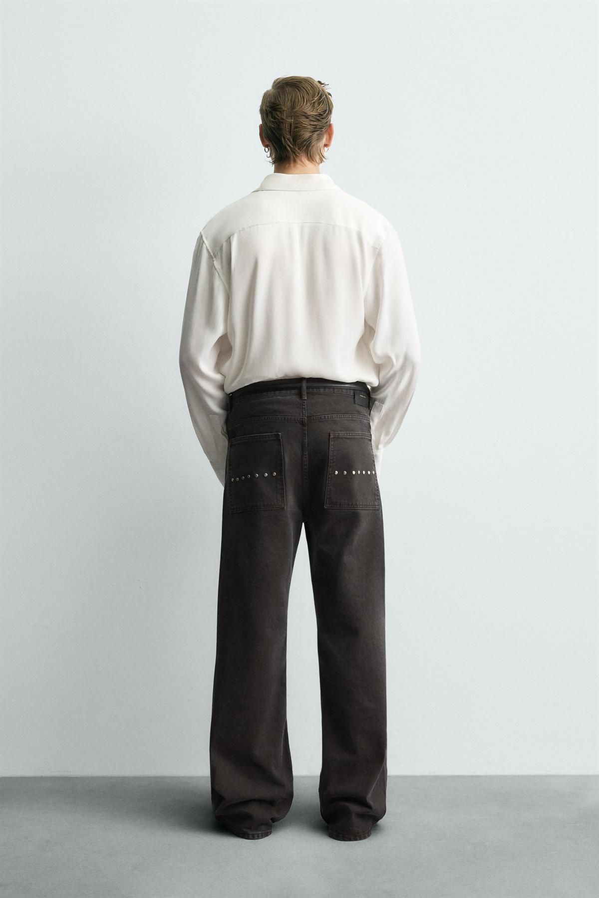 자라 왁스드 플레어핏 부츠컷 데님 팬츠 0840/342 BROWN - 상세 이미지 3