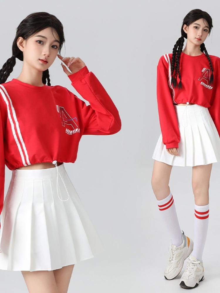 치어리딩 의상 치어리더 응원복 응원단복 유니폼 화이트 블루 S - 상세 이미지 2