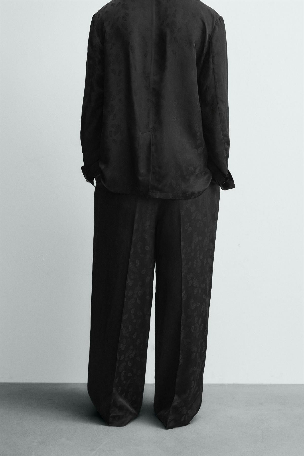 자라 페이즐리 테크니컬 와이드 수트 팬츠 9621/431 BLACK - 상세 이미지 4
