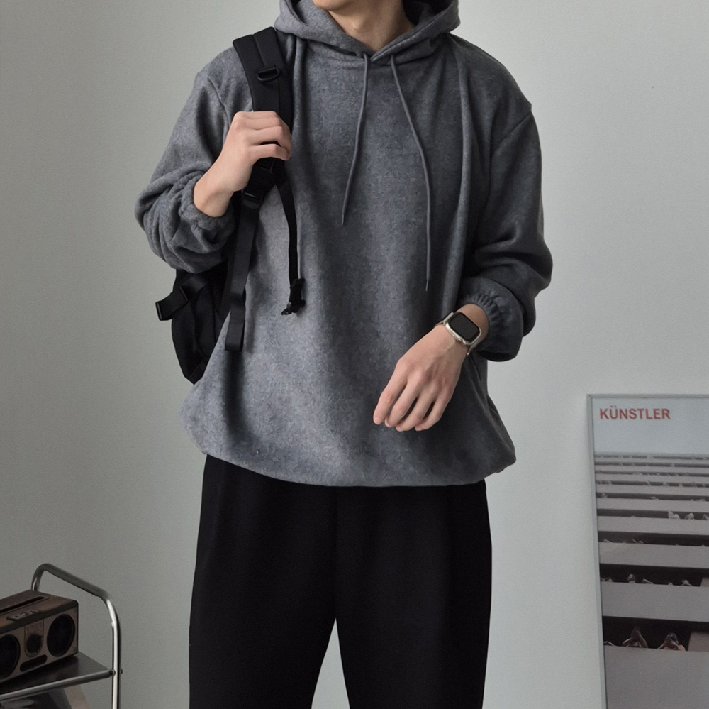 기모후드티 오버핏 모자큰 후리스 겨울 남자 후드티 - 상세 이미지 2