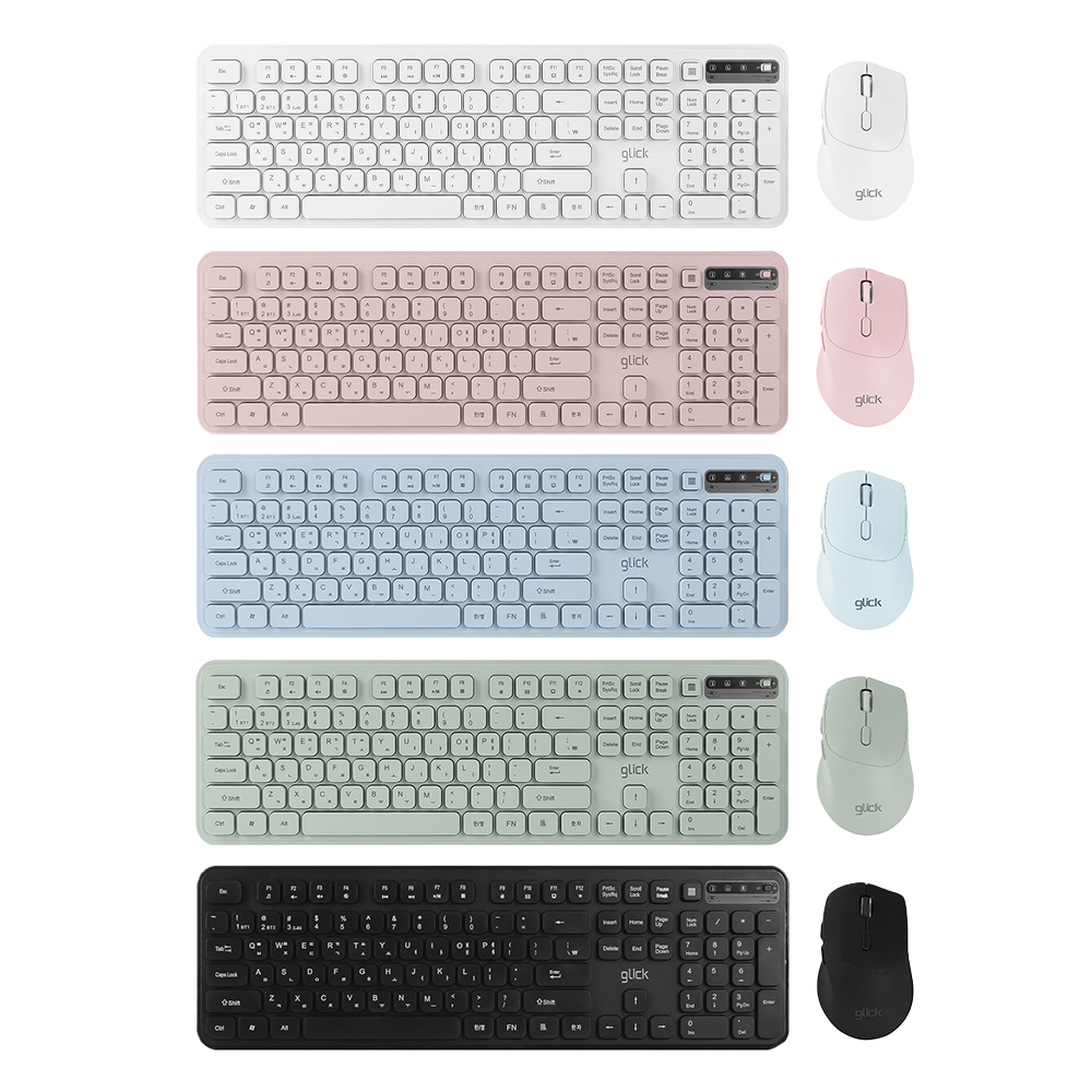 지클릭커 오피스프로 WMK730 인체공학 무소음 무선 블루투스 키보드 마우스 세트 화이트 - 상세 이미지 2