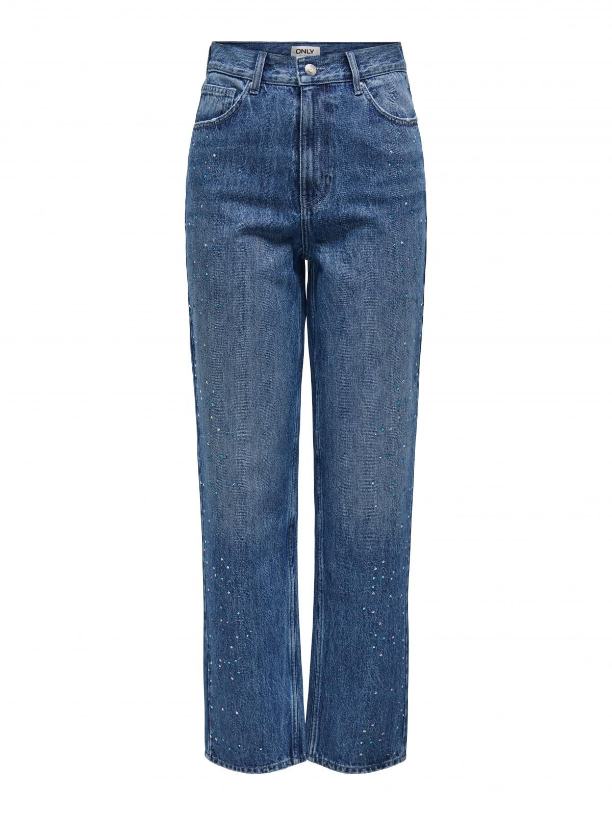 온리 하이웨이스트 스트레이트핏 데님 청바지 15334871_2115 BLUE / MEDIUM BLUE DENIM - 상세 이미지 3