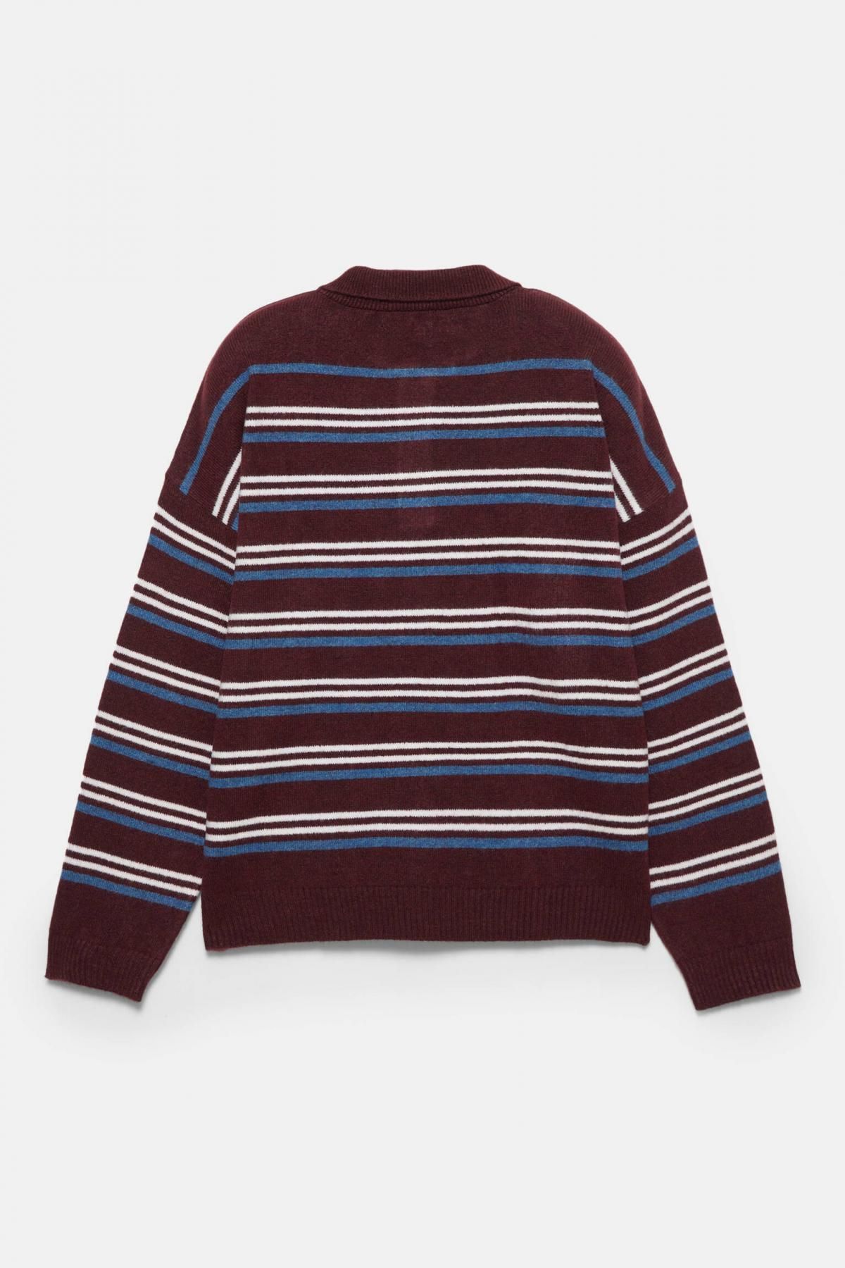 풀앤베어 스트라이프 폴로카라 버건디 긴팔 티셔츠 7550/379 MAROON - 상세 이미지 5