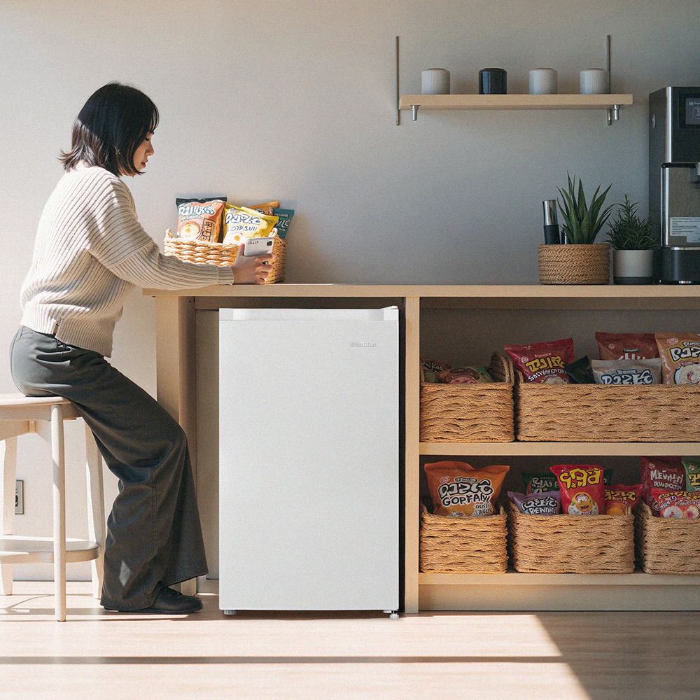 더함 소형 미니 냉동고 스탠드 서랍형 CHIQ 냉동고 화이트 65L