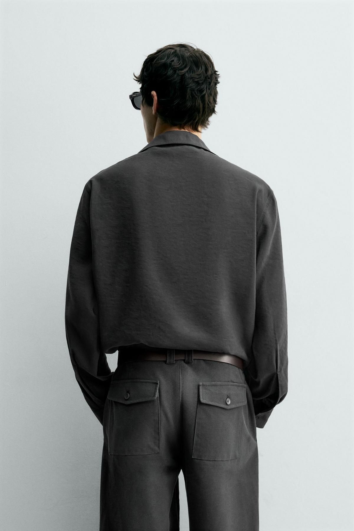 자라 테크니컬 모달 폴로칼라 셔츠 릴렉스핏 7545/133 GREY - 상세 이미지 4