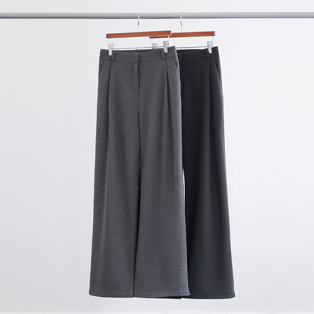 [오픈할인/정상가42800] 데뷰 부드럽고 도톰한 양기모 핀턱 밴딩 와이드 슬랙스 겨울 팬츠 - 상세 이미지 5