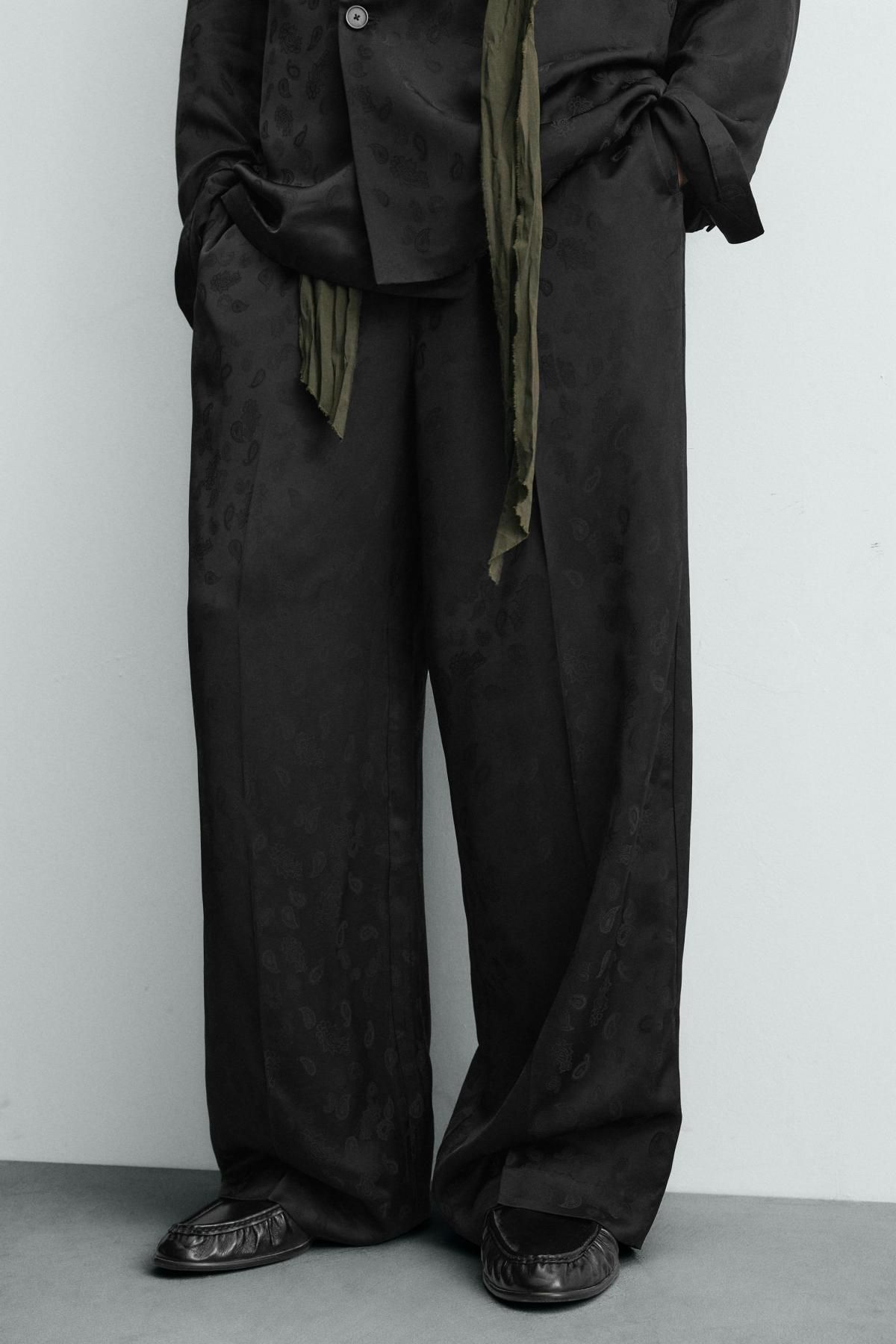 자라 페이즐리 테크니컬 와이드 수트 팬츠 9621/431 BLACK - 상품 이미지