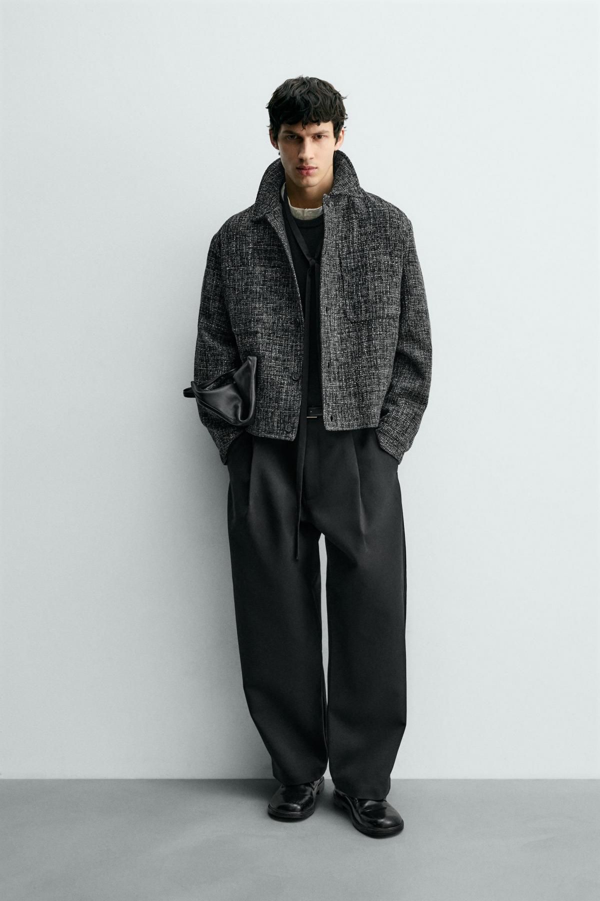 자라 테크니컬 텍스처 크롭 오버셔츠 자켓 6861/110 CHARCOAL GREY - 상세 이미지 2