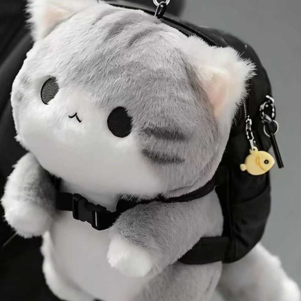 회색 고양이 인형 가방고리 키링 열쇠고리 포토 털 대량 굿즈 보관 투명 만들기 에어팟 - 상세 이미지 3