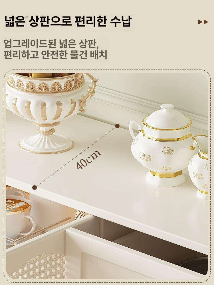 엔틱 콘솔 라탄 수납장 홈카페장 주방 복도 그릇장 라탄 120cm A - 상세 이미지 3