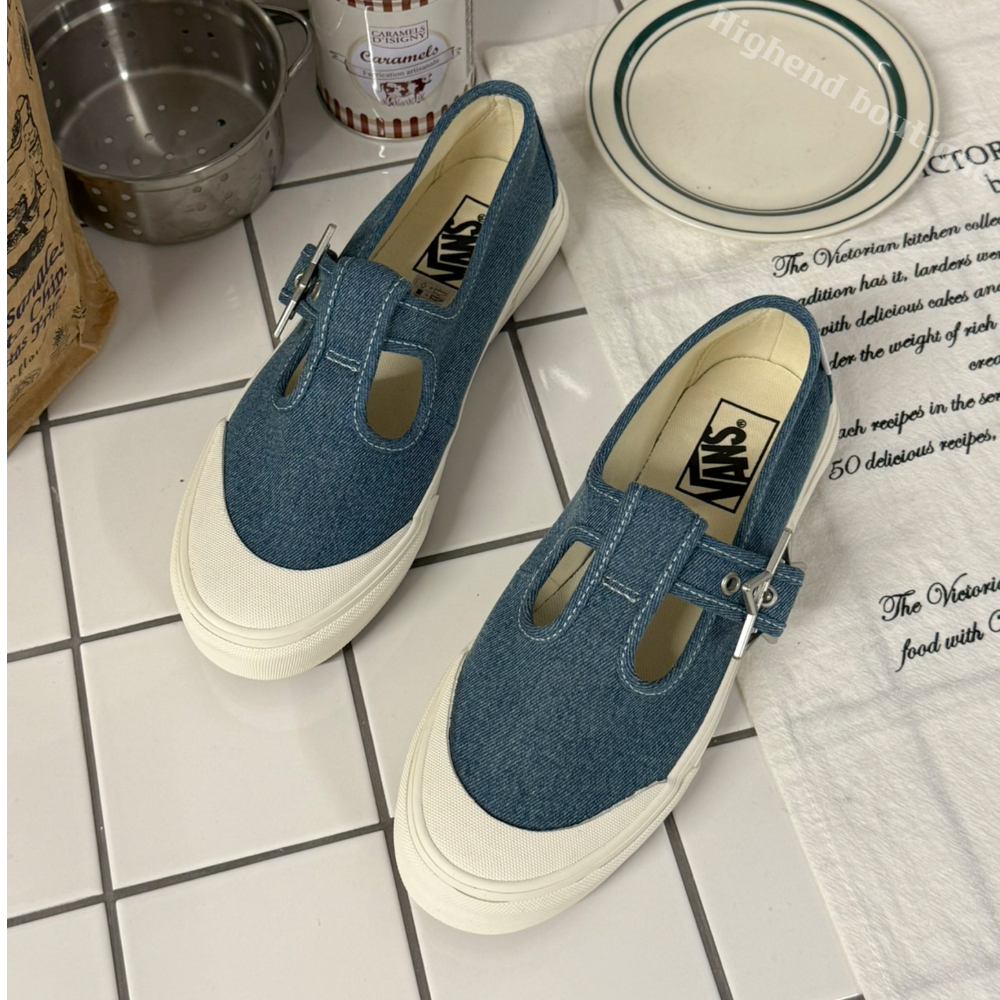 반스 메리제인 플랫 슈즈 여성 단화 데님 블루, 230