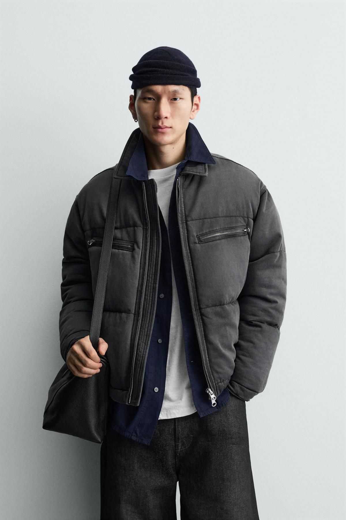 자라 테크니컬 퀼팅 블랙 데님 패딩 재킷 5762/362 GREY - 상세 이미지 3