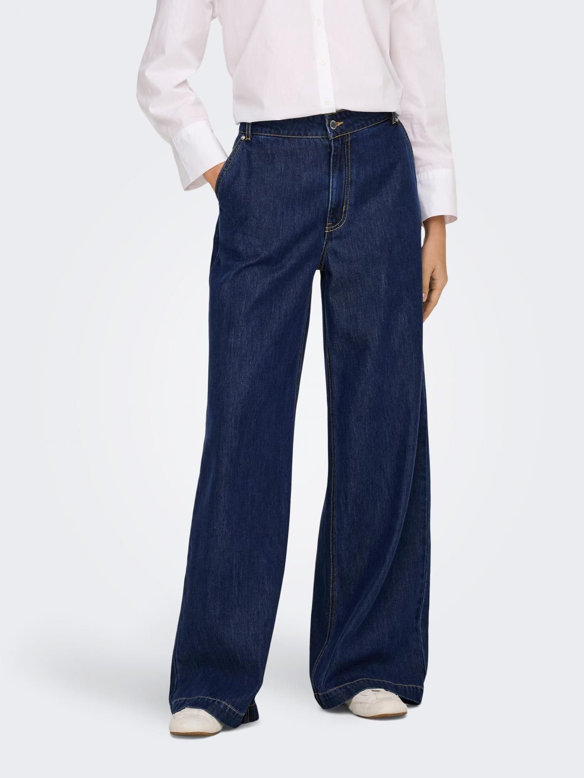 온리 데님 미드웨이스트 와이드핏 청바지 15352065_2114 BLUE / DARK BLUE DENIM - 상품 이미지