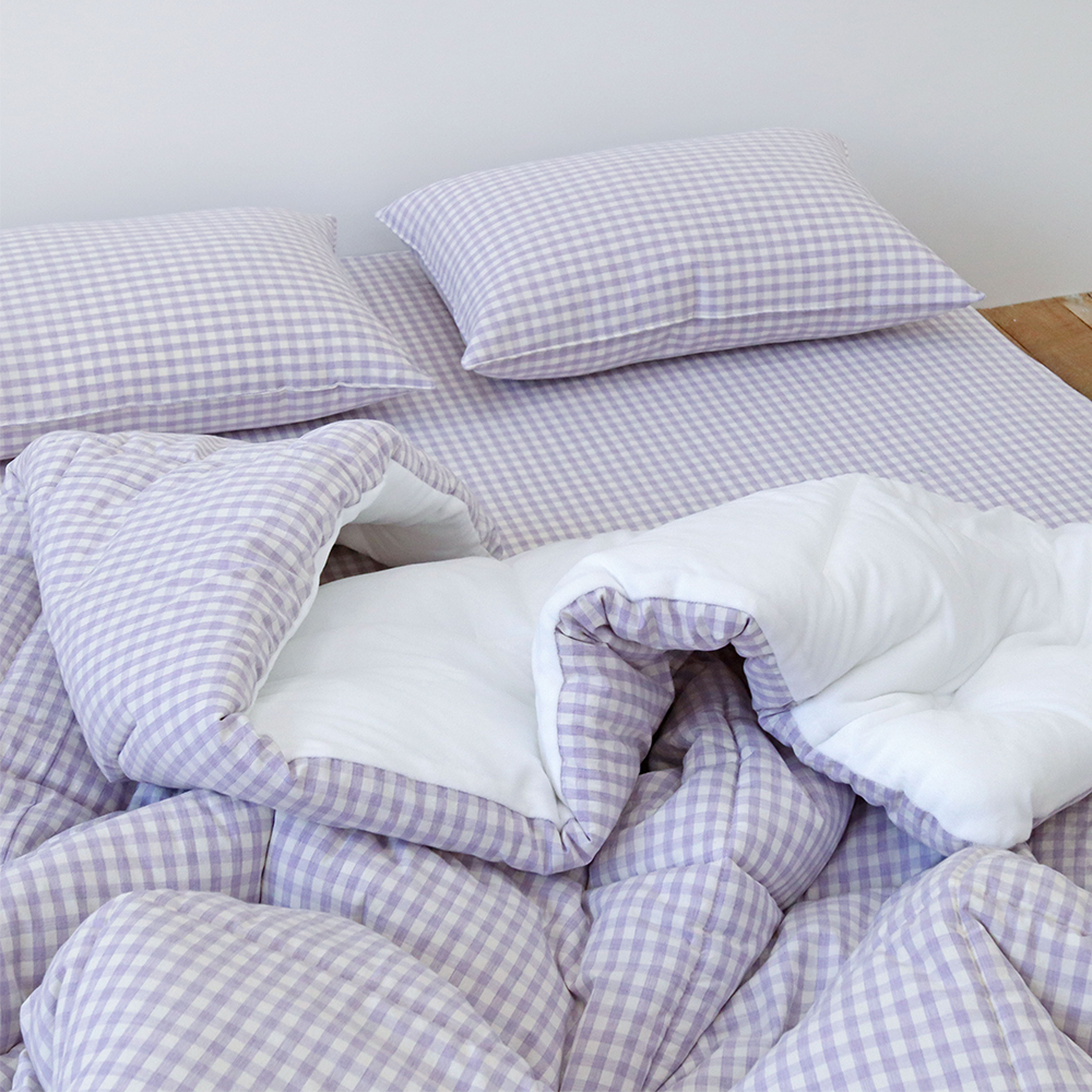 깅엄 체크 겨울이불 먼지없는 워싱 광목 순면 단모 극세사 알러지케어 차렵이불 세트 SS