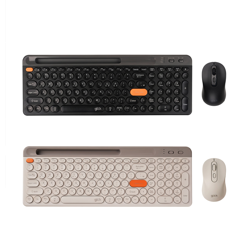 지클릭커 오피스프로 WMK925 태블릿 멀티페어링 무선 무소음 블루트스 키보드 미니 마우스 세트 밀크카라멜 베이지 - 상세 이미지 2