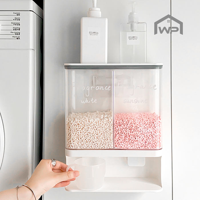 월마운트 벽걸이 곡물 사료 세제 디스펜서 1500ml, 화이트 - 상품 이미지