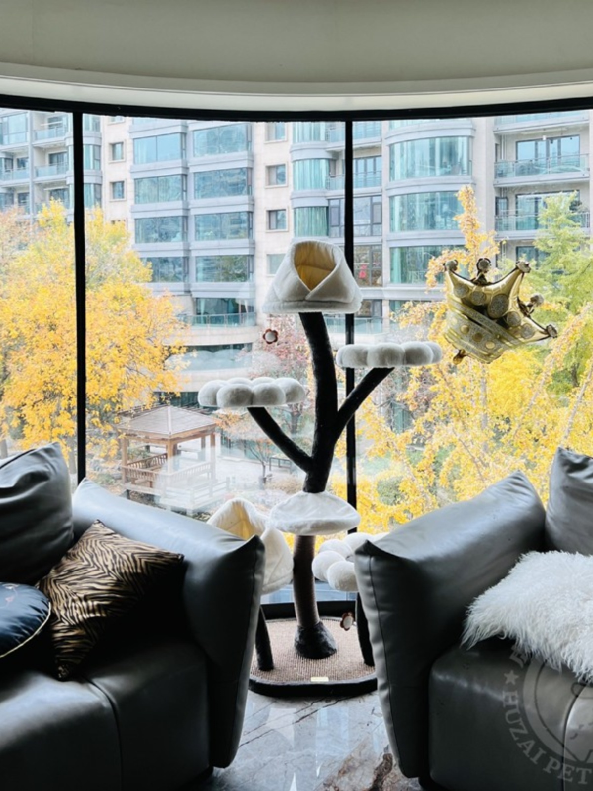 고양이 플라워 대형 중형 점프대 하우스 일체형 버드나무 6단 점프대 HY19738